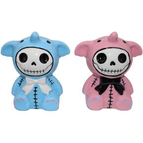 Furrybones Baby Blue and Pink Elephant Elefun Ceramic Salt N Pepper Shaker