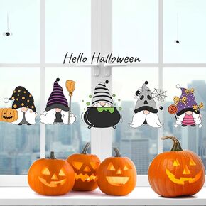 Halloween Window Decor Cartoon Gnome Window Clings Peel and Stick Wall Stickers Removable Gnome Wall Decals Halloween Mirror Murals Art for Kids Bedroom Nursery Halloween Party Decorations for Home