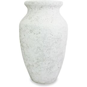 roro Rustic White Textured Ceramic Vase, 7-Inch Handcrafted Elegant Home Decor Piece, Artisanal Flower Vase for Living Room, Office, or Wedding