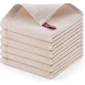 Homaxy 100% Cotton Dish Cloths - Waffle Weave Soft and Absorbent Dish Towels - 6 Pack Quick Dry Dish Rags - 12 x 12 Inches Dishcloths for Kitchen Washing Dishes - Begie