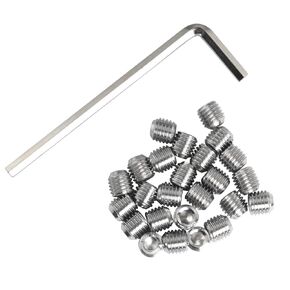 25PCS 1/4-28 x 1/4 304 Stainless Steel Full Thread Cup Screw Hexagon Socket Screws Grub Screw Wrench Screw with Hex Key Wrench
