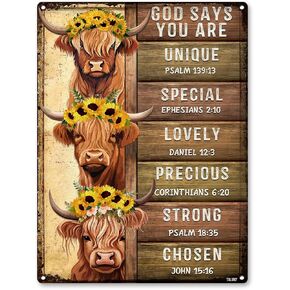 Highland Cow Sign Decor For Bedroom, Highlander Cows Decor Vintage Decorations Aluminum Rust Free 9" X 11", Pre-Drilled Holes, Weather Resistant