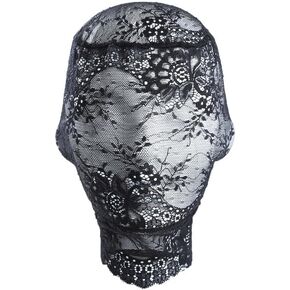 Lace Black Full Face Mask Sexy Fully Hollowed Perspective Mesh Headwear Women Private Masquerade Ball Party Outfits