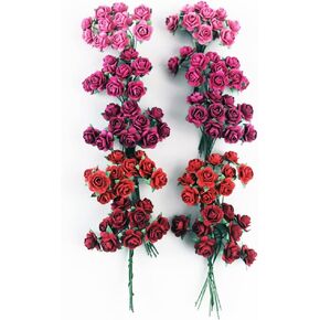 100 pcs Mini Paper Flowers Artificial Roses Mixed Red Five Color Mulberry Paper Flower 15-18 mm Crafts and Decoration DIY Craft Supplies Card