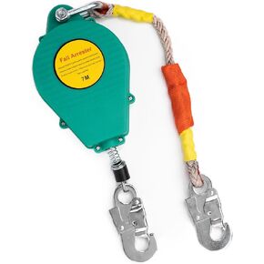 23ft/7m Self Retracting Lifeline, Safety Lanyard Fall Protection with Alloy Steel Self-Locking Hooks, 330lbs Roofing Harness, Cabinet Shelf Hole Jig for Electrical Maintenance, IB2-NYS-7WU675