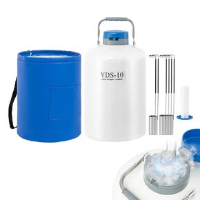 10L Aluminum Alloy Cryogenic Container Liquid Nitrogen (LN2) Dewar, Tank Dewar with 6 Canisters & Carry Bag, Durable, Lnsulation & Vacuum Design can Safely Store Liquid Nitrogen