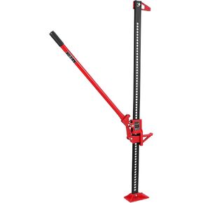 Car Jack, Pointed Head Type, 60" Ratchet Off-Road Multi-Purpose Farm Jack, 3 Ton (6000 Pound) Capacity Car Jack, Ideal for Cars/Trucks/Atvs/Suvs, Red