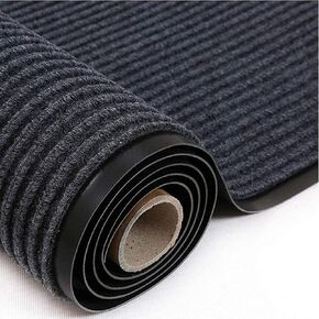 SRDDQLC Commercial Grade Runner Rug Brush Step Entrance Mat 3' x 10' Dual Ribbed Doormat with Waterproof Rubber Backing Home Office Hotel Corridor Indoor Outdoor Runner Rug Grey