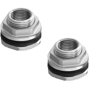 ZYAMY 2PCS 304 Stainless Steel Tank Connector 1/2 NPT Internal Thread Compression Bulkhead Adapter Straight Connector with Gasket Water Tower Inlet/Outlet Interface Suitable for Bathtubs and Sinks