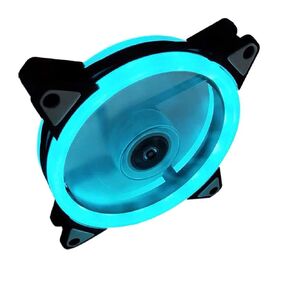 LED Case Fan 12cm Double Ring Ice Blue, PC+PBT Material, Cool LED Aperture Computer Case Heat Dissipation, Suitable for PC Case, CPU Coolers and Radiators Low Noise, 1PCS