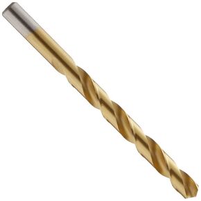 150T High-Speed Steel Jobber Length Drill Bit, TiN Coated, Round Shank, 118 Degree Conventional Point, 9/16" Size