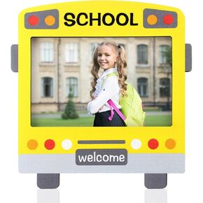 Yalikop Back to School Photo Frames for 4 x 6 Inches Pictures Wooden School Bus Picture Frame Welcome Back to School First Day of School Picture Frame for New School Year Classroom Decorations in Kuwait