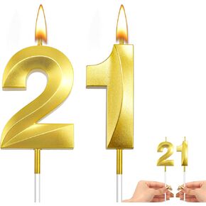21st Birthday Candles 21 Candles for Cake 21st Birthday Candles for Cake Candles Sparkling Candles for Cake 21st Birthday Cake Decorations for Her Number 21 Candle Gold Number Candles Party Favors