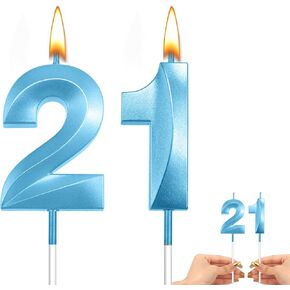 شموع عيد الميلاد الحادي والعشرون، 21 شمعة للكيك، شموع عيد الميلاد الحادي والعشرون لشموع الكيك، الشموع البراقة للكيك، زينة كعكة عيد الميلاد الحادي والعشرون لها، رقم 21، شموع ذهبية، هدايا الحفلات