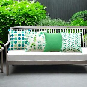 Set of 4 Outdoor Waterproof Green Pillow Covers 18x18in, Outdoor Sofa Couch Pillow Covers，Bench Outdoor Cushion Covers for Patios