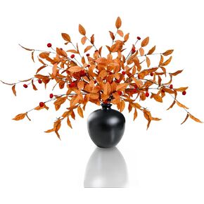 6 Pcs Fall Stems, Faux Fall Floral Leaves Stems Artificial Fall Foliage Stems with Pumpkin for Autumn Home Vase Bouquet Flower Arrangements Centerpiece Table Thanksgiving Indoor Decor