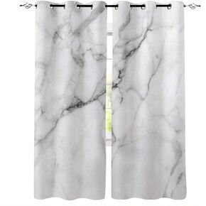 Marble Cracks Granite Surface Motif Kitchen Blackout Curtains Window Drapes Treatment, 2 Panels Set for Kitchen Cafe Office, 55W x 39L inch