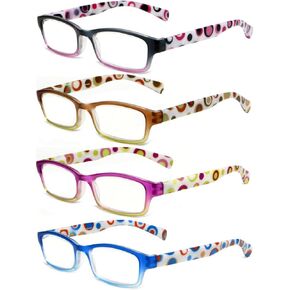 Calabria Hannah Designer Polka Dot Reading Glasses Women Trendy Single Power Readers Rectangular Eyeglasses w/Soft Case