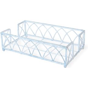 Boston International Metal Napkin Holder Caddy, Guest, Silver Leaf Arch