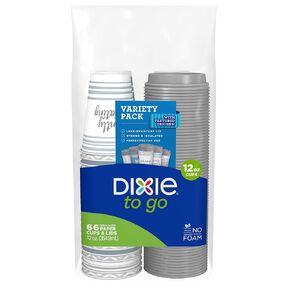Dixie To Go Medium Paper Coffee Cups With Lids, 12 Oz,66 Count, Disposable Cups for On-the-Go Hot Beverages