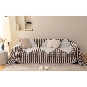 SmoBe Sofa Covers Washable, Chenille Sofa Covers for 3 Cushion Couch, Reversible Non Slip Futon Cover L Shape Sofa Cover, Pet Couch Cover with Tassel, Sofa Slipcovers 71" X 134" - Green