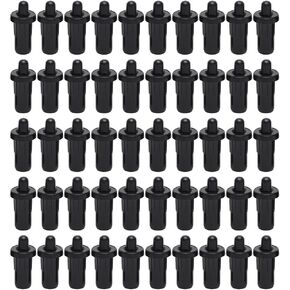 ZYAMY 50PCS Plastic Cabinet Door Repair Pins Shock Absorber Replacement Pins Expandable Pins Spring Loaded Furniture Fittings Connectors Cabinet Door Shoe Rack Pivot Repair Pins 25x7.5mm Black
