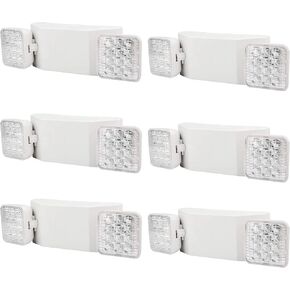 Commercial Emergency Light, UL Certified, White Emergency Light Fixture with 2 LED Square Heads Adjustable & Backup Batteries Exit Lighting（6Pack） in Saudi Arabia