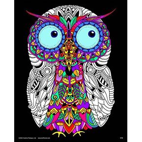 Baby Owl - Fuzzy Coloring Poster for Kids, Toddlers, Kids, Teens and Adults [Beautiful Arts and Crafts Project for All Ages] Arrives Uncolored