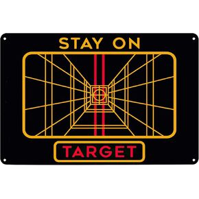 SREELEATHERS Stay On Target Metal Poster Tin Sign Wall Art Decor Plaque for Home Bar Pub Club Cafe Game Room Office Bedroom Garage 8x12 Inch