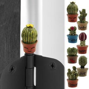 Mini Catcus Hinge Heads Decorative Topper Set of 7 - Magnetic Hinge Head Toppers - Potted Plants Door Hinge Head Home Decoration