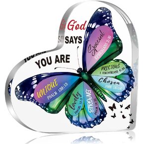 Christian Gifts for Women, Spiritual Gifts, Butterfly Inspirational Gifts for Friends Mom Coworker Sister, Christian Decorative Signs Plaques (Blue)