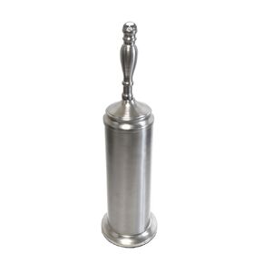 Splash Home Buena Stainless Steel Toilet Brush with Holder, Bowl Scrubber with Durable Cleaning Bristles, Hidden Brush with Splash Protective Disc Design - Chrome