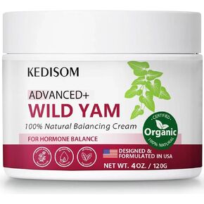 Wild Yam Cream for Hormone Balance 4Oz - Natural Formula with Wild Yam Root for Menopause & PMS, Organic Wild Yam Balancing Cream for Hot Flashes & Night Sweats - Fast Absorbing, Non-Greasy