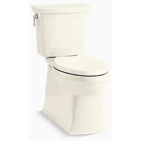 KOHLER 3814-96 Corbelle Comfort Height two-piece elongated 1.28 gpf toilet with skirted trapway and Revolution 360 swirl flushing technology and left-hand trip lever, Biscuit