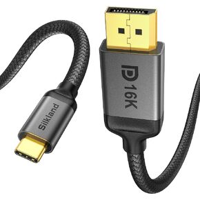 Silkland USB C to DisplayPort 2.1 Cable [VESA Certified, Bi-Directional] 16K@30Hz 8K@120Hz 4K@240Hz, Thunderbolt 5/4 to DisplayPort, Compatible MacBook Pro, Odyssey G8, Not for Portable Monitor,6.6FT