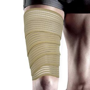 Elastic Thigh High Compression Support Bandage, Full Thigh Brace Wrap, Plus Size Thigh Compression Garment Trimmer, Thigh Workout Wrap, Adjustable (Black)