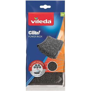 Vileda Glitzi Power INOX Steel Sponge for Stubborn Dirt, 2 Pieces