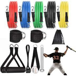 Hikeen Resistance Bands for Baseball, Baseball Resistance Trainer Kits with Interchangeable Grips to Build Pitching Arm Strength Baseball Training Aid for Baseball Players Baseball Pitching Trainer