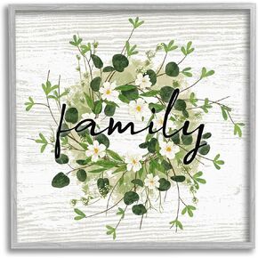 Stupell Industries Rustic Wreath Family Calligraphy Country Grain Pattern, Design by Ziwei Li