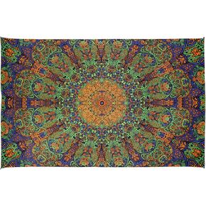 Sunshine Joy 3D Psychedelic Sunburst Tapestry Tablecloth Beach Sheet 60x90 Inches - Green & Gold