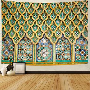 Simsant Moroccan Tapestry Typical Moroccan Tiled Fountain in The City of Rabat Near Hassan Tower Wall Hanging Tapestry For Bedroom Living Room Dorm 80"x60" RGTZZSI8
