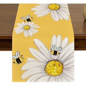 Summer Bee Sunflower Yellow Table Runner 13 x 72 Inch Seasonal Spring Home Indoor Party Kitchen Dining Outdoor Table Decoration ZQ22
