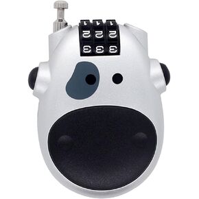 3 Digit Code Lock, Lovely Cow Shape Design Stroller Lock Combination Lock Pushchair Bicycle Stroller Password Security Coded Lock for Locking Pram Baggage Helmet Backpack Cabinet (White Cow)