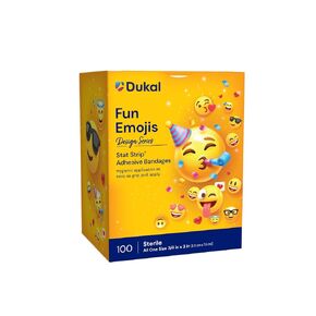 Dukal Design Series Fun Emojis Adhesive Bandages with Stat Strip® Technology, ¾" x 3" (Box of 100)