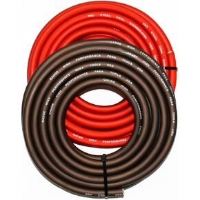 PAKA TOOLS 2/0 Gauge AWG Welding Lead & Car Battery Cable Wire, LIFE TIME WARRANTY (5 FEET BLACK + 5 RED) (PK200JA)
