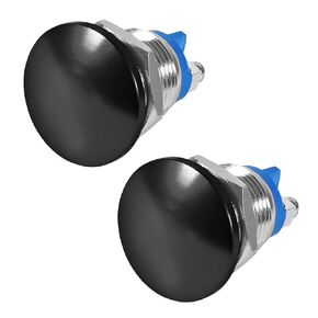 2PCS 16MM Mushroom Head Push Button Switch Momentary Push Button IP65 Waterproof 12V 24V 36V DC 110V 250V AC 5A SPST-Black