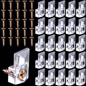 25 Sets of Mirror Holder Clips Plastic Glass Retainer Mirror Hanging Clips Kit for Wall Mounting Hardware with Screw for Fixing Frameless Mirror Cabinet Box Door