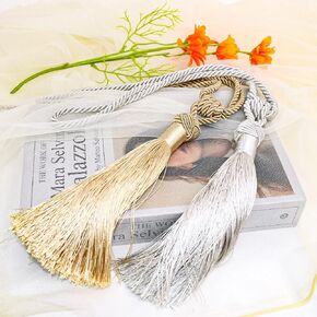 2pcs Curtain Handmade Tiebacks Selling Wonderful Curtain Holdbacks Curtains Tiebacks Home Curtain Hand-Woven Tieback Window Treatment Holdbacks for Home Window Curtain Office Decoration (Golden)