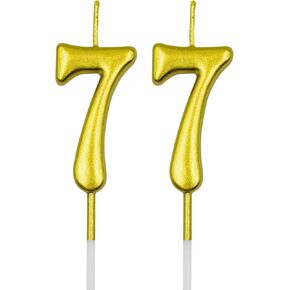 77th Birthday Candles, Black Number 77 7 Candle for Cake, Happy Birthday Cake Topper Decoration for Birthday Anniversary Celebration Party Supplies