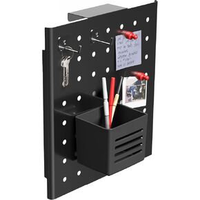 VIVO Steel Hanging Pegboard, 10 x 11 inch Magnetic Peg Board with Hook Fitting 1.2 Inch Surfaces, Accessory Organizer for Cubicles and More, Black, PP-DK03H